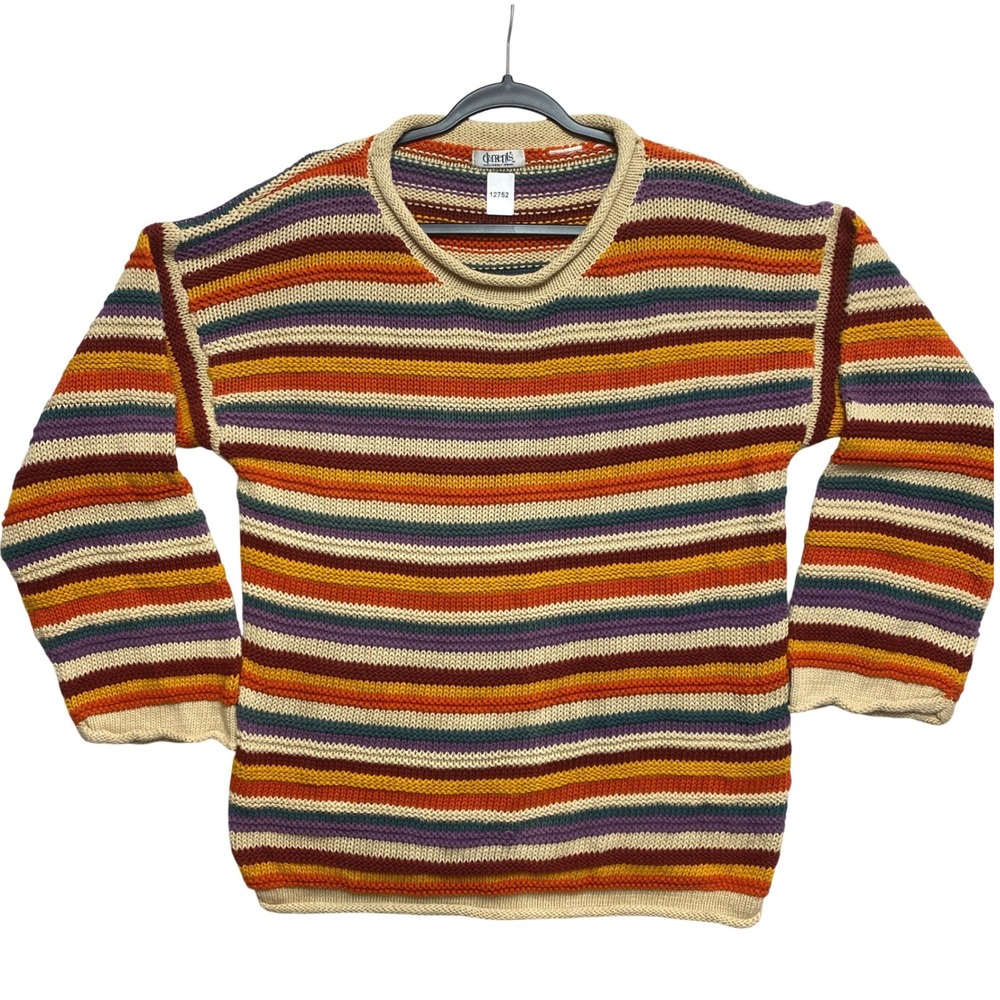 Elements Sweater Womens L Multicolor Striped Exclusively Spiegel Chunky Knit 90s